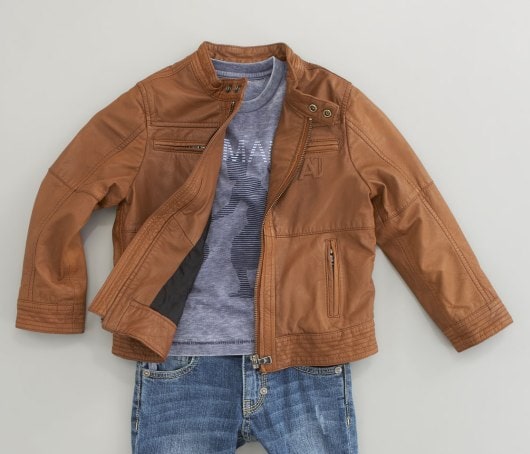 Armani Junior Leather Zip Jacket