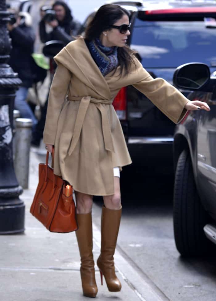 Bethenny Frankel wore a pair of tan Christian Louboutin boots while out in New York City with her publicist