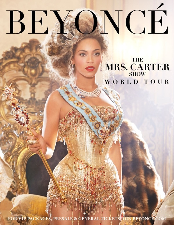 Beyonce poses for a poster advertising her upcoming world tour