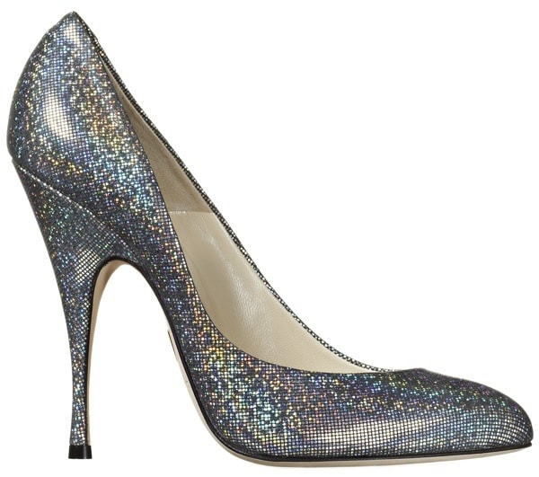 Brian Atwood "Nico" Pumps in Silver Sparkle Leather