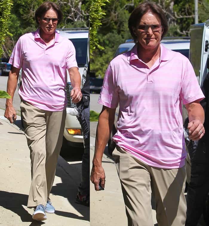 Caitlyn Marie Jenner, formerly known as Bruce Jenner, was seen out and about with Khloe and Kourtney Kardashian while filming scenes for their reality show