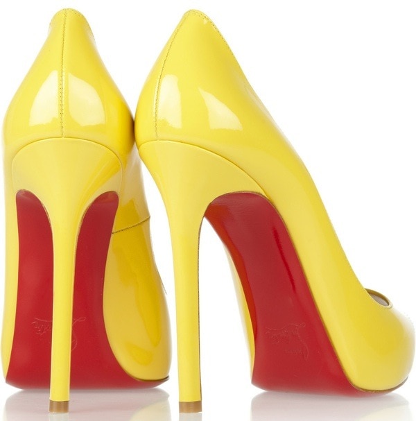Yellow 'Flo' 120 Patent-Leather Peep-Toe Pumps