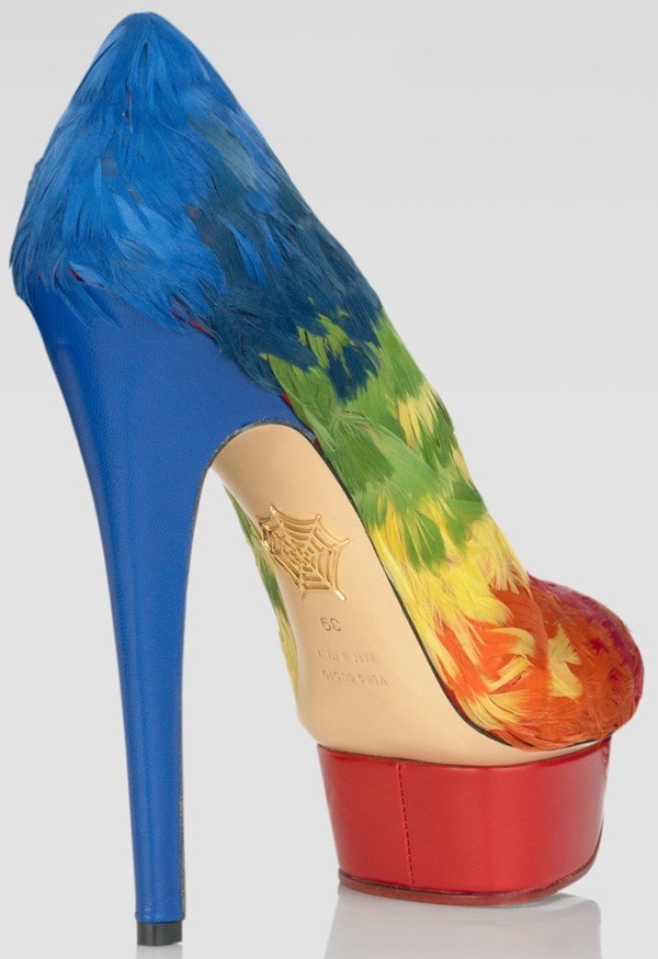 Charlotte Olympia Dolly' Rainbow-Feathered Pumps