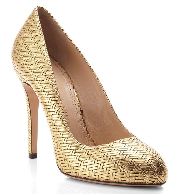 Charlotte Olympia Gold Jenny Court Pumps