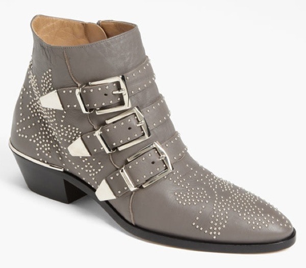 Grey Chloé 'Suzanne' Stud Buckle Booties