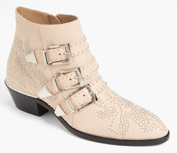 Nude Chloé 'Suzanne' Stud Buckle Booties