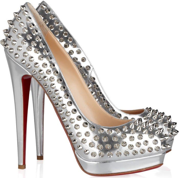 Tara Reid in Spiked Silver Christian Louboutin 