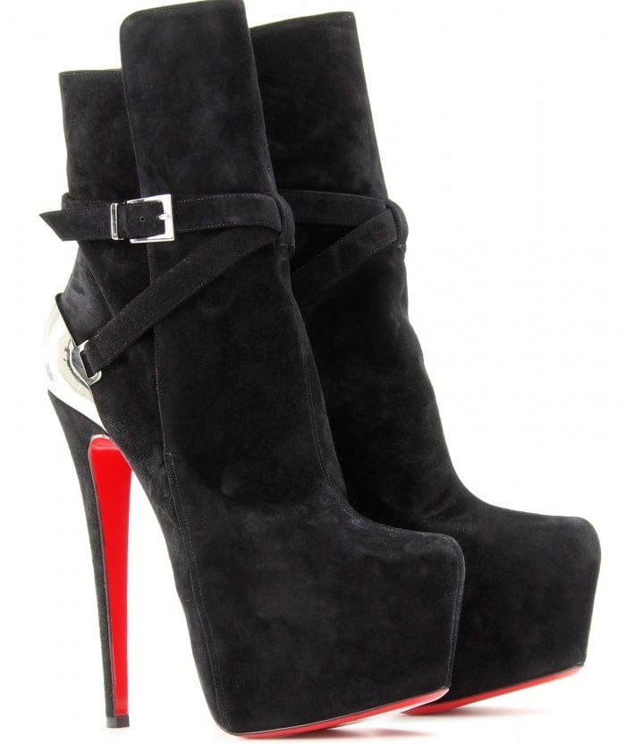 Christian Louboutin Black Equestria 160 Suede Ankle Boots
