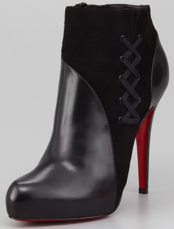 Christian Louboutin Leather and Suede Red-Sole Ankle Boots