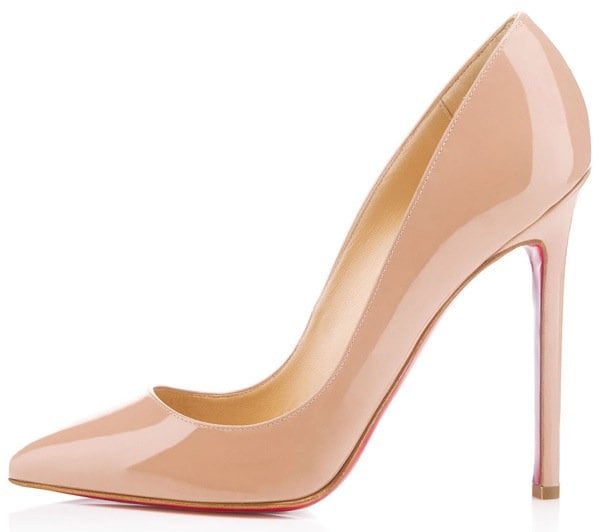 Nude Christian Louboutin 'Pigalle' Patent Platform Red-Sole Pumps