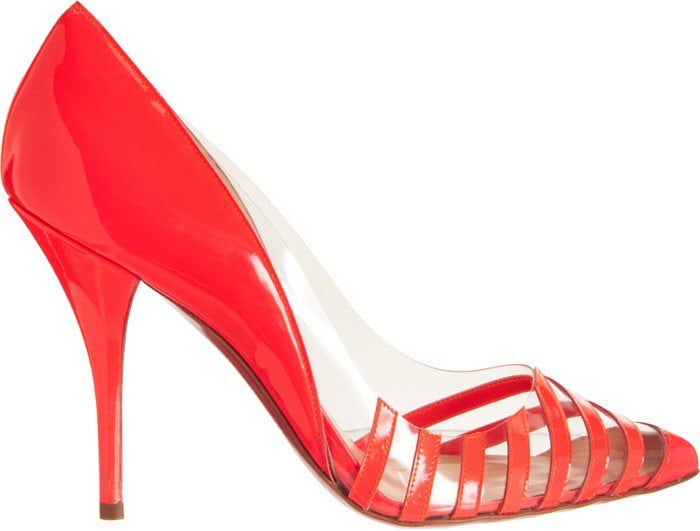 Christian Louboutin Pivichic Striped Patent Leather Pumps in Red