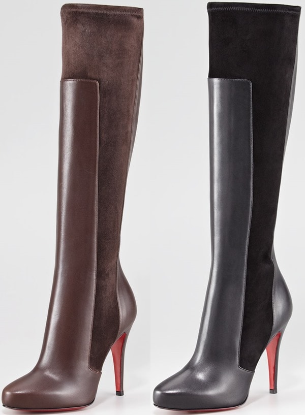 Christian Louboutin 'YSA' Mixed-Media Tall Red Sole Boot