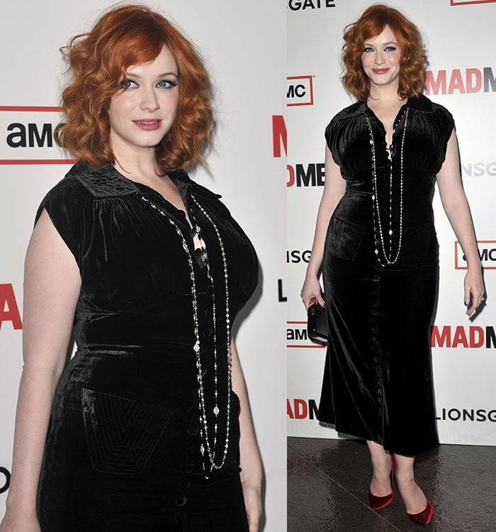 Christina Hendricks goes head-to-toe velvet for the "Mad Men" Season 6 premiere