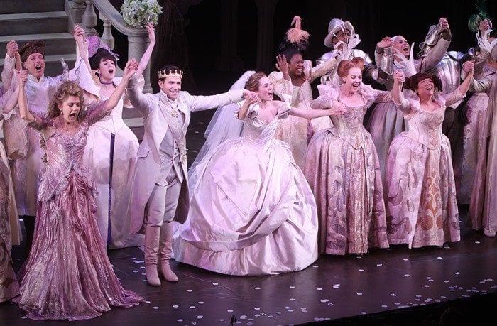 The cast of Broadway's "Cinderella" bow during the show's curtain call