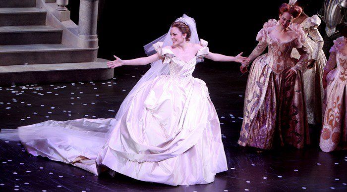Laura Osnes thanks the crowd during the Broadway production of "Cinderella"