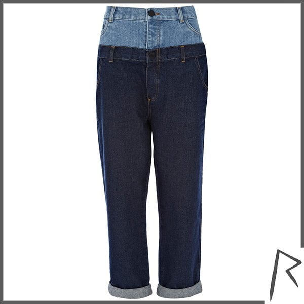 Dark-Wash Rihanna Double-Top Straight Jeans