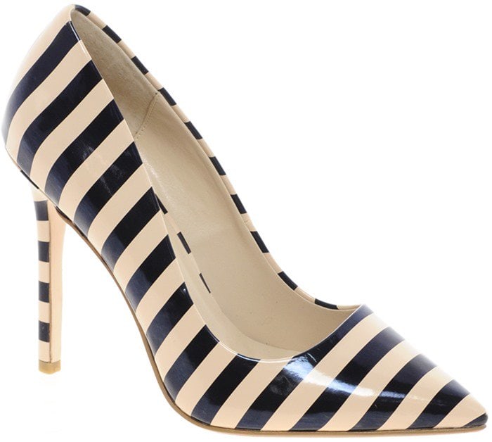 Dune Black Benefit Stripy Court Shoes