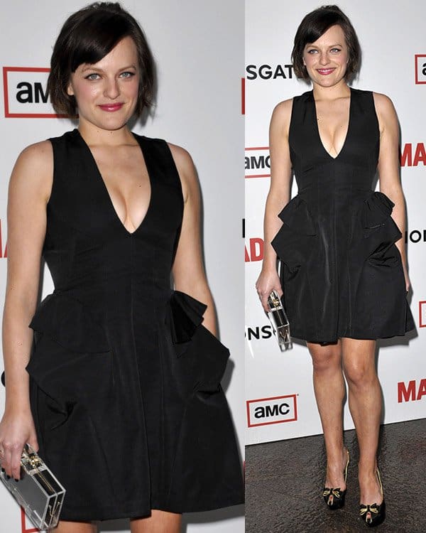 Elisabeth Moss embraced the elegance of black attire at the sixth season premiere of the hit series ‘Mad Men’