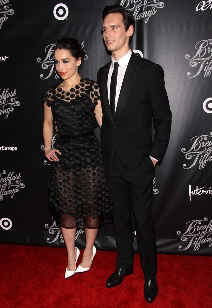 Emilia Clarke and Cory Michael Smith take part in the "Breakfast At Tiffany's" Broadway Opening Night at Cort Theatre in New York City on March 20, 2013