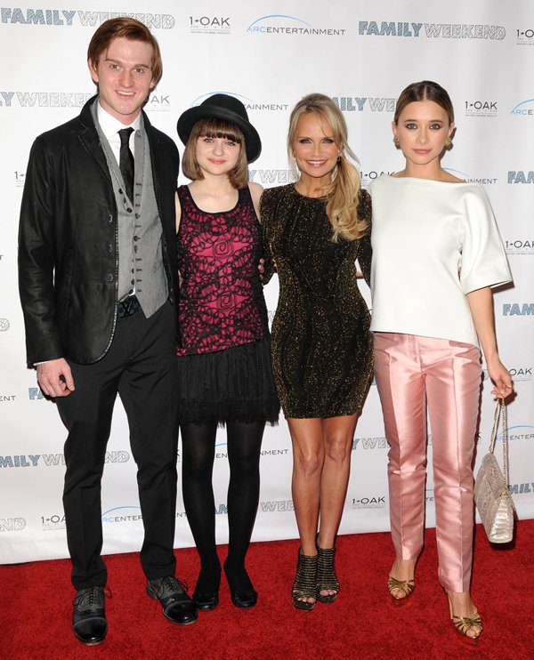 Olesya Rulin, Eddie Hassell, Joey King, and Kristin Chenoweth attend the New York special screening of Family Weekend"