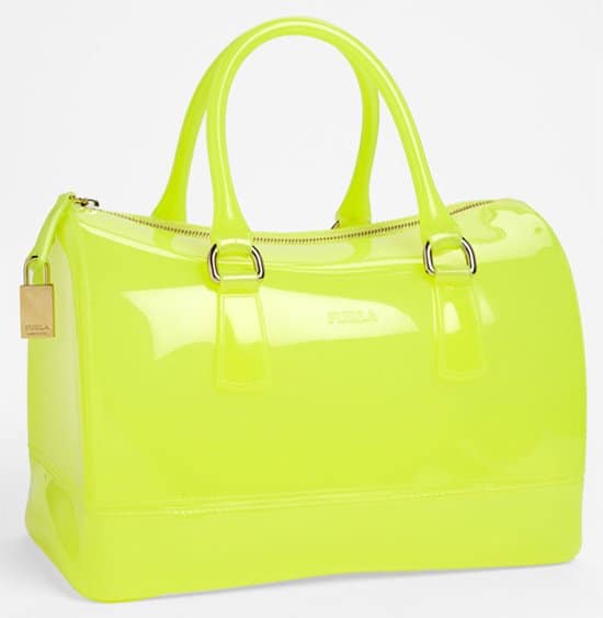 Furla 'Candy' Transparent Rubber Satchel - Citron