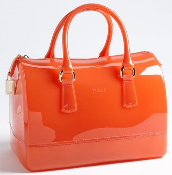 Furla 'Candy' Transparent Rubber Satchel - Papaya