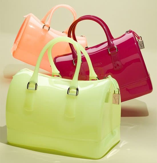 Furla's 'Candy' transparent rubber satchel handbags