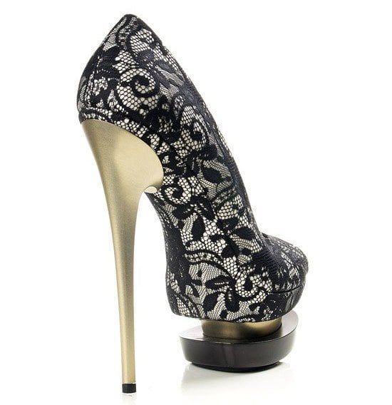 Gianmarco Lorenzi Black Lace Peep-Toe Pumps