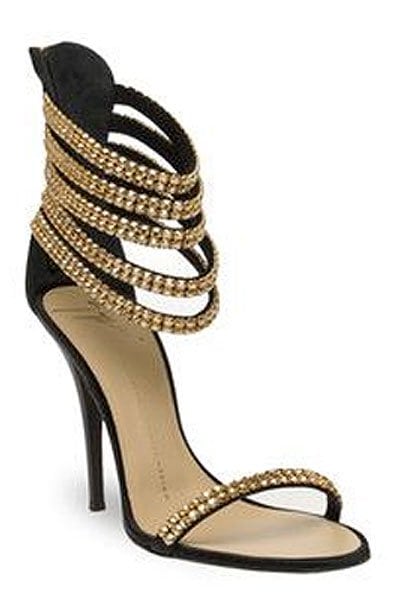 Giuseppe Zanotti Spring 2011 Gold-Chain-Embellished Ankle-Strap Sandals