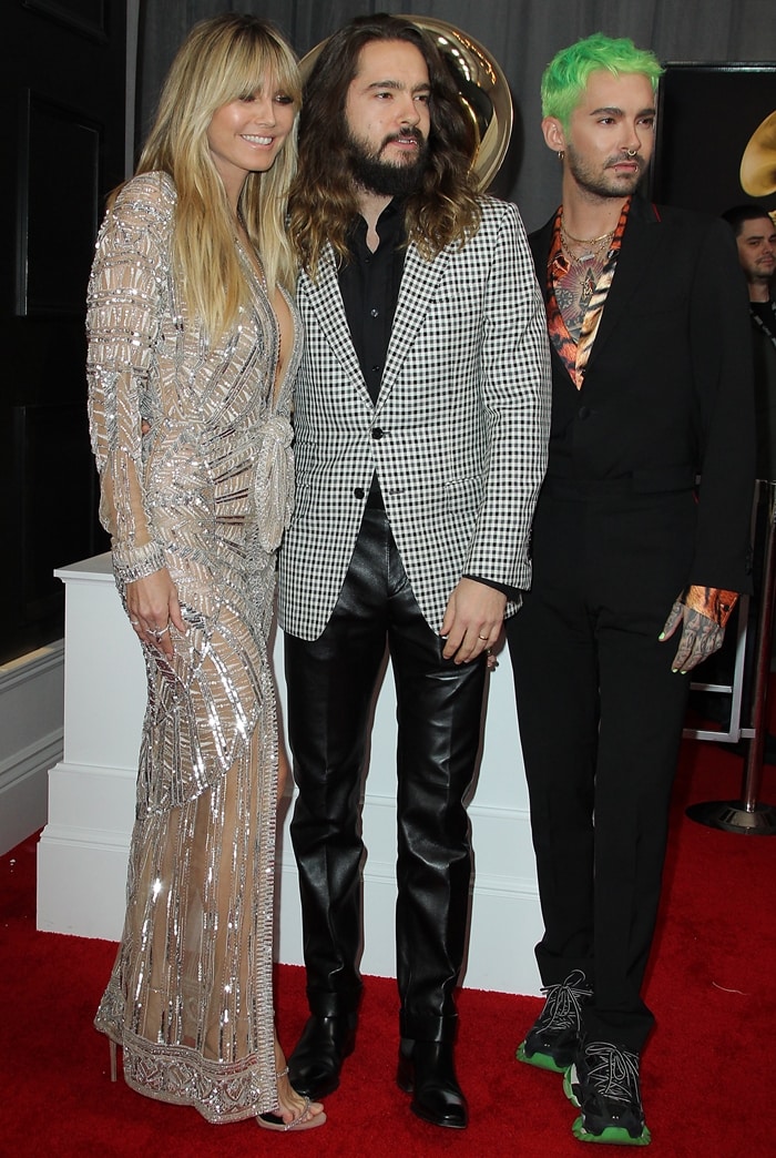 Heidi Klum with her husband Tom Kaulitz and Tom‘s twin brother Bill at the 2020 Grammy Awards