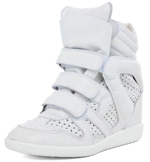 Isabel Marant 'Brian' Worn-Effect Leather Sneakers in Craie