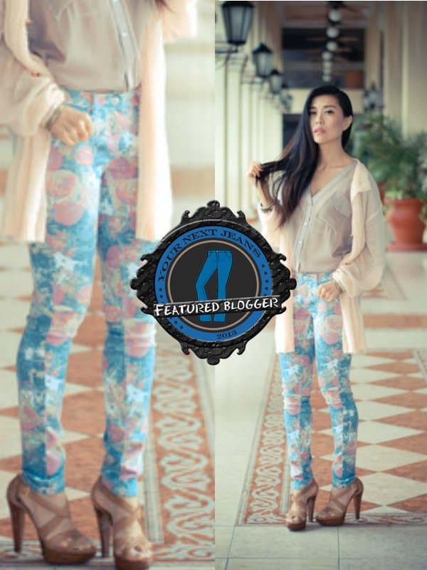 Jenny rocked multicolored printed YMI jeans with sheer fabrics
