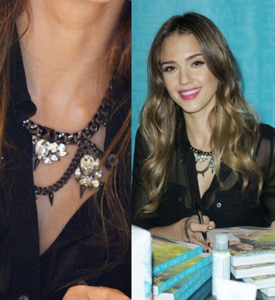 Jessica Alba's necklace — the perfect mix of metal and ice