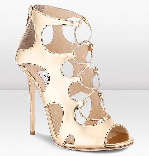 Jimmy Choo "Diffuse" Sandals in Metallic Gold