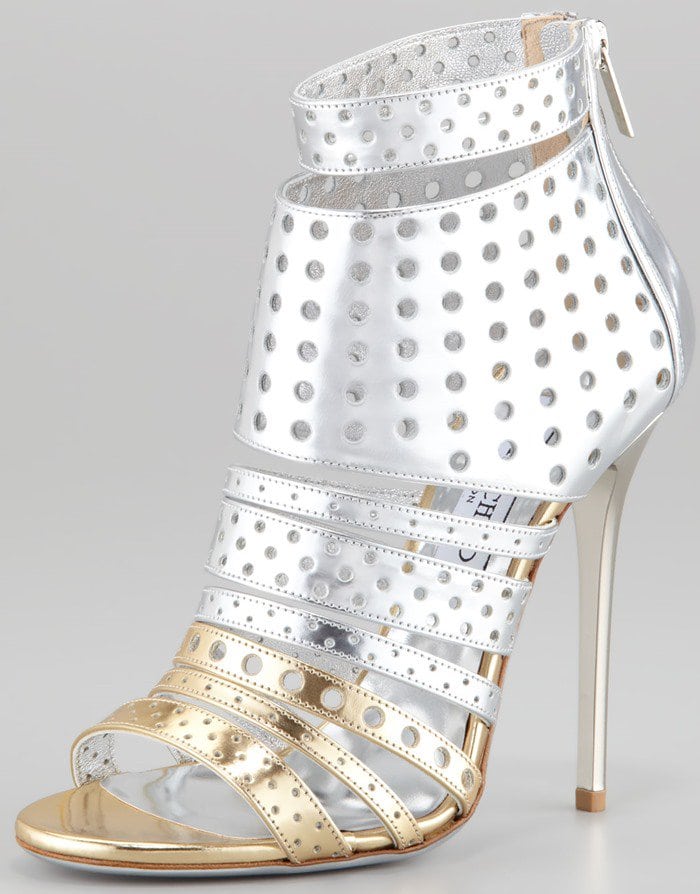 Jimmy Choo 'Malika' Perforated Metallic Leather Sandal