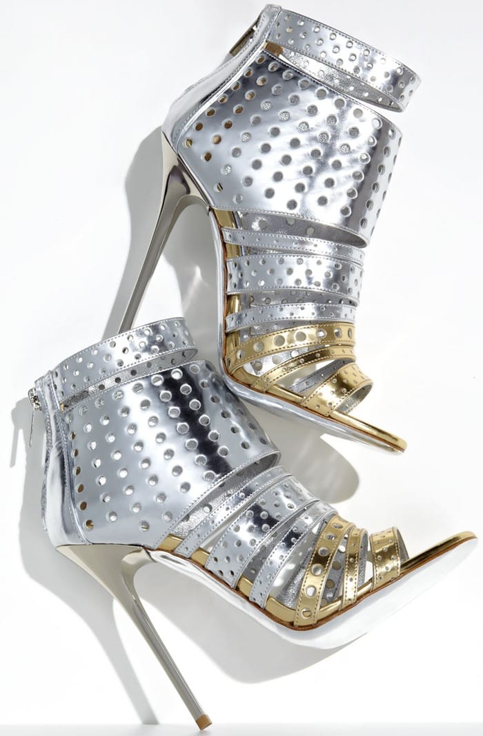 Jimmy Choo 'Malika' Perforated Metallic Leather Sandal