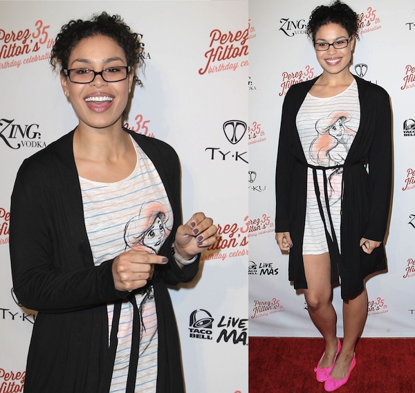 Jordin Sparks arrives at Perez Hilton's 35th Birthday Party Extravaganza at El Rey Theatre on March 23, 2013, in Los Angeles, California