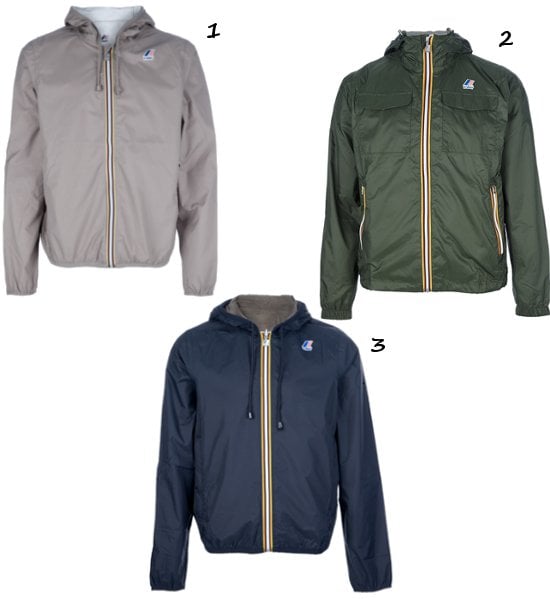 From necessity to style statement: Three K-Way windbreaker jackets, each offering a unique combination of design and durability for the fashion-forward individual