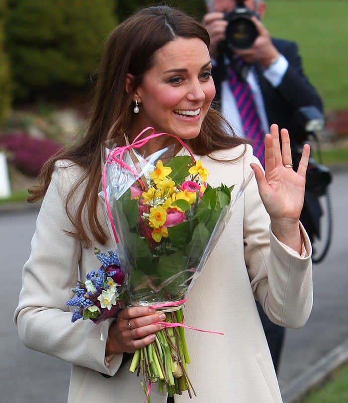 Kate Middleton or Catherine, Duchess of Cambridge, visiting the headquarters of Child Bereavement