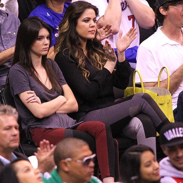 Kendall Jenner and Khloe Kardashian watching the Los Angeles Clippers vs. Memphis Grizzlies game