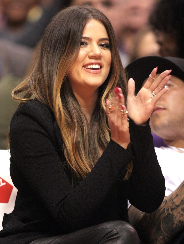 Khloé Kardashian wearing J Brand stretch leather leggings