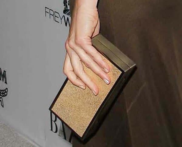 Leslie Bibb's gold box clutch