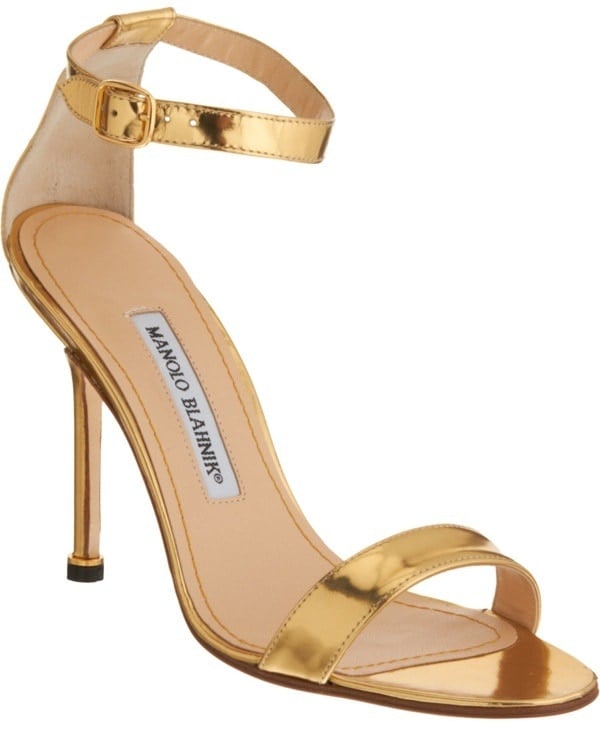 Manolo Blahnik "Chaos" Sandals in Gold