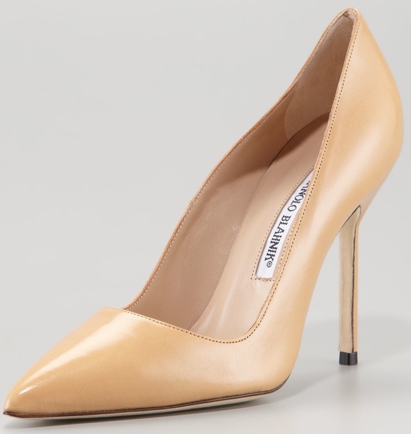 Manolo Blahnik "BB" Pointed-Toe Pumps in Camel