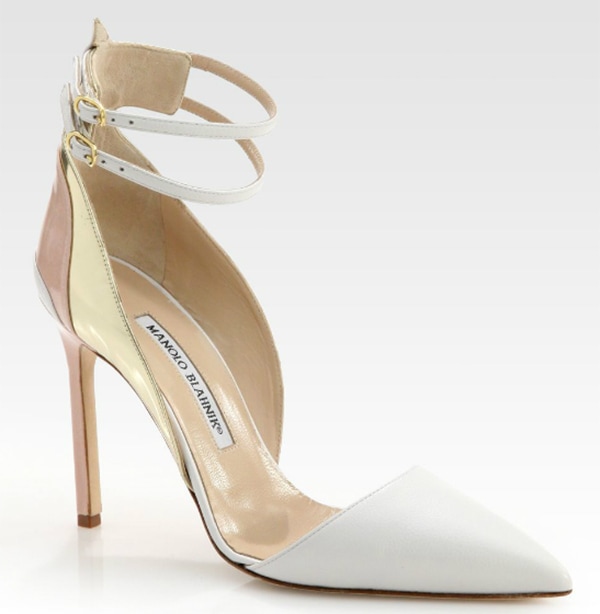 Manolo Blahnik 'Misto' Leather Ankle-Strap Pumps