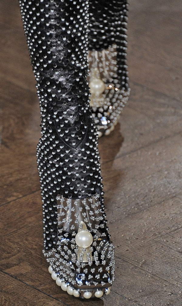 Pearl-embellished Alexander McQueen booties