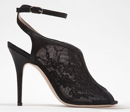 Black Monique Lhuillier Ankle-Strap Heels