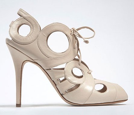 White Monique Lhuillier Leather High Heels