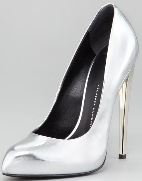 giuseppe zanotti mirror heel pump silver