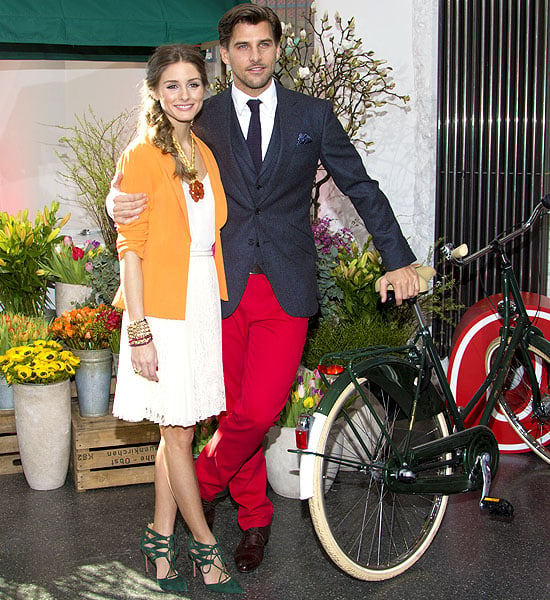 Couple Olivia Palermo and Johannes Huebl at a photo call for Otto's Spring/Summer 2013 presentation